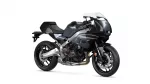 Yamaha XSR900 GP sport motorcycle with a gray and black body, exposed engine, and large front fairing/windshield ideal for high-speed riding.