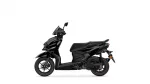 Black Yamaha scooter shown in left-side profile, front wheel and seat visible, emphasizing sleek, urban design.