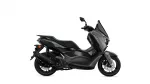 Side view of a dark gray Yamaha sport scooter with prominent front fairing and disc brakes, shown against a white background.