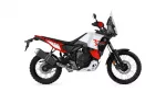 Side view of a white, red, and black Yamaha Tenere 700 World Raid adventure motorcycle.