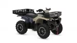All-terrain vehicle (ATV) with front and rear cargo racks, beige and blue body, large off-road tires, shown from a side angle to highlight storage options.