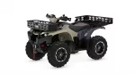 Yamaha ATV with front and rear cargo racks on a beige body, displayed against a white background