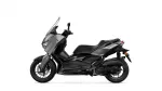 Side view of a gray and black Yamaha XMAX scooter with a windshield, shown from the left.