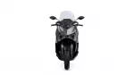 Front view of a black sport motorcycle with a clear windscreen and angular twin headlights