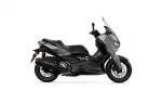 Side view of a black Yamaha XMAX scooter with a tall windshield.
