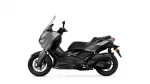 Side view of a Yamaha XMAX sport scooter in matte gray and black, showing windscreen and seating area.