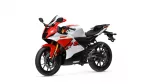 Yamaha R25 sport motorcycle, red and white livery, viewed from the front-left on a white background