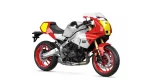 Yamaha XSR900 GP sport motorcycle, red and white with a yellow front fairing, shown from the side.