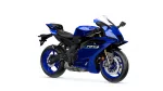 Blue Yamaha sport motorcycle shown from a side-front angle, with 'R9' decal on the fairing against a white background.